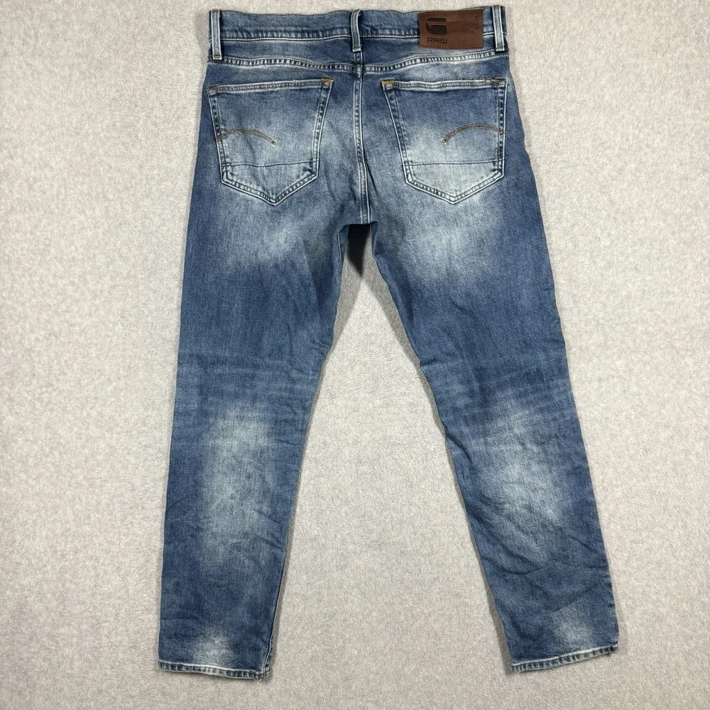 G-Star Raw‎ 3301 Regular Tapered Jeans Mens 32x30 Crazy Wash Stretch Button Fly